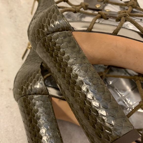 Jimmy Choo Green Snake Skin Block Heeled Sandals Sz 40 - Picture 9 of 9